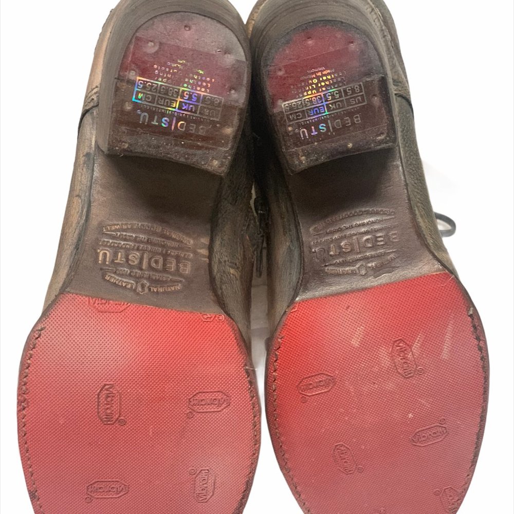 Bed Stu Brown Lace-Up Leather Ankle Boots - Picture 3 of 3